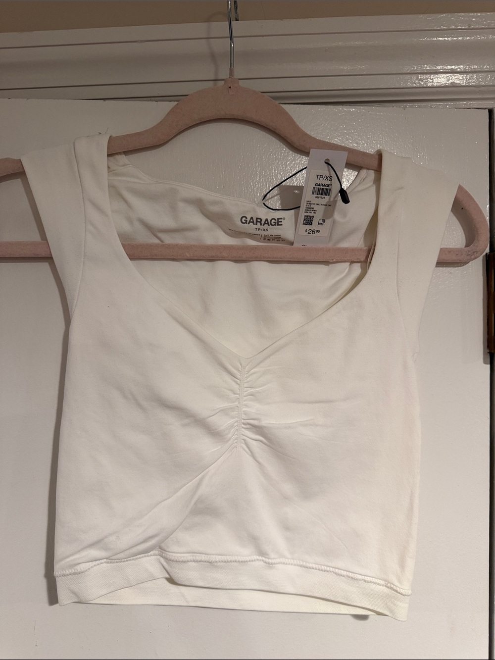 NWT Size XS. Garage Women's White Ruched Front Tank Top